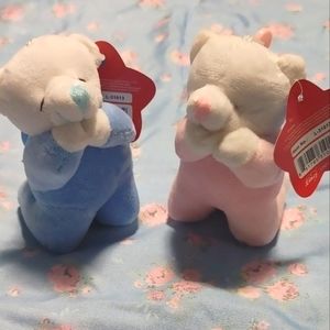 New 12pcs Gender Revile, Baby Shower Teddy Bear Keepsakes with keychain hook.